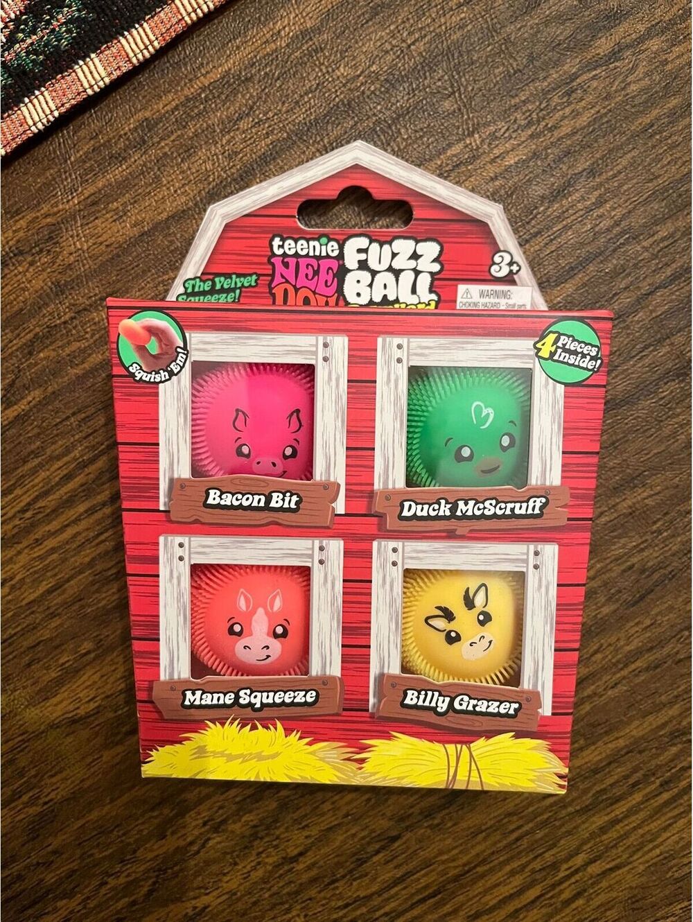 Rare Authentic Teeny NeeDoh Fuzz Ball Farmyard – 4-Piece Animal Squishy Set